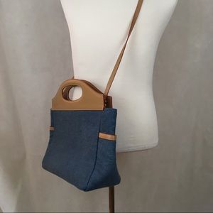 3$/25 SALE- Elle Clutch Handbag Cross Body Denim Bag EUC